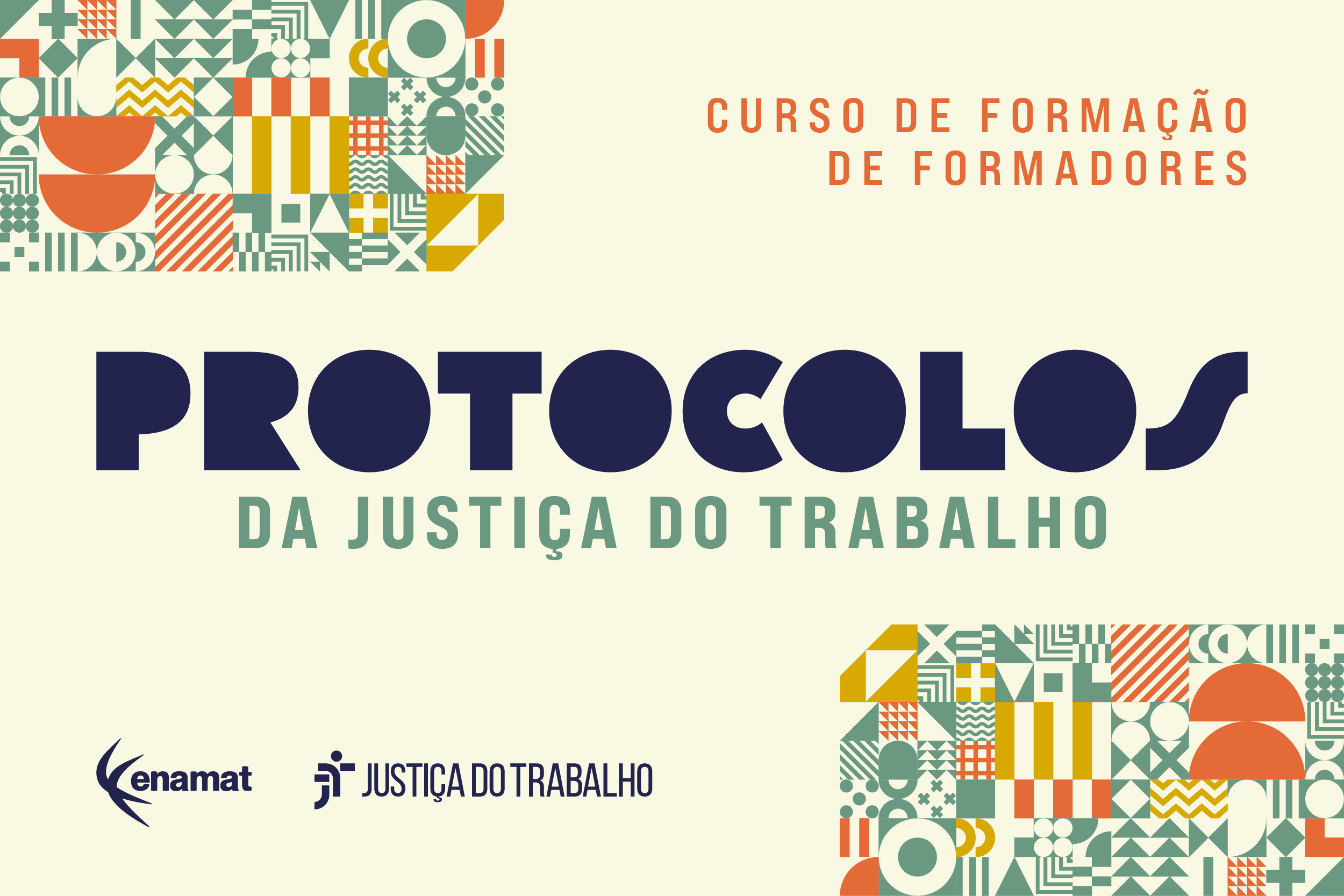 Banner de divulgação do curso. o Curso de Formação de Formadores (CFF) sobre os protocolos da Justiça do Trabalho. 2 e 3 de dezembro