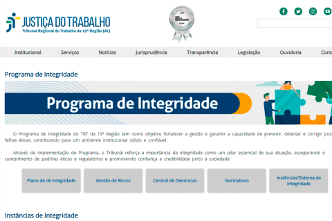 Imagem referente ao lançamento do Programa de Integridade do TRT-19 (AL)