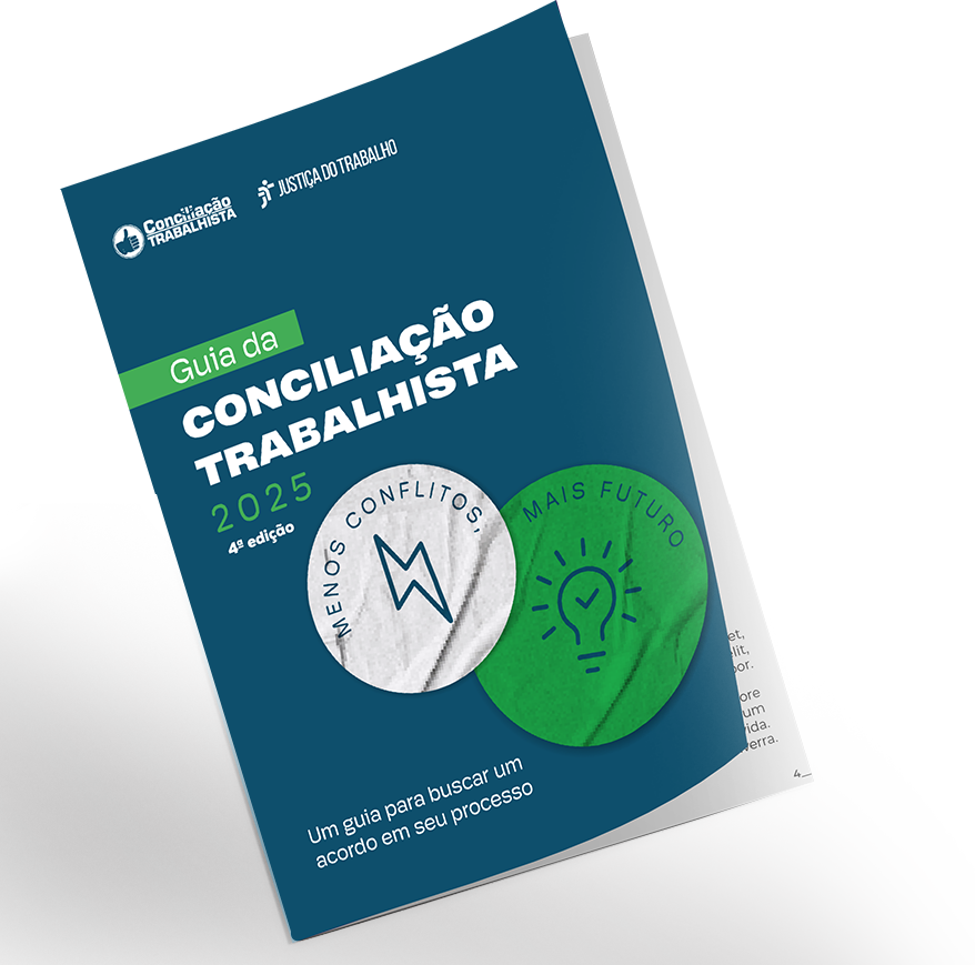 Imagem ilustrativa da capa da cartilha Guia da Conciliação Trabalhista 2025.