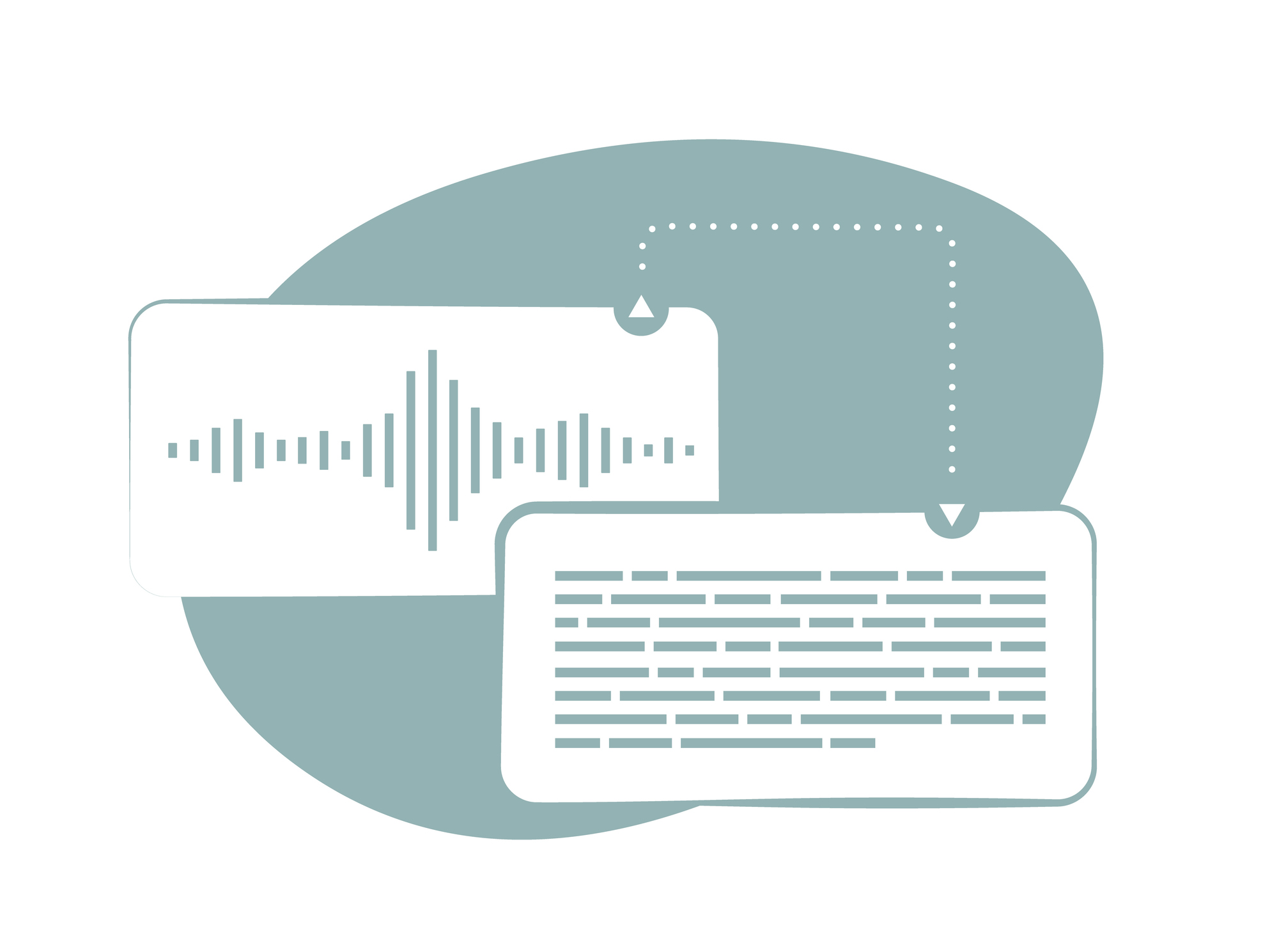 Ilustração com áudio se transformando em texto