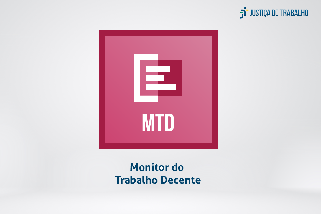 Logo do Monitor do Trabalho Decente (quadrado vermelho com as letras MTD) em um fundo cinza.